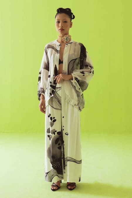 Esha Arora Monochrome Printed Top & Pant Set 