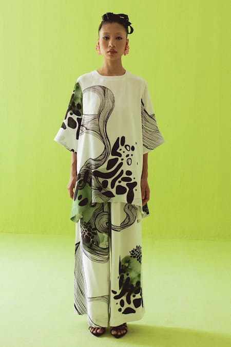 Esha Arora Printed Cotton Silk Top & Pant Set 