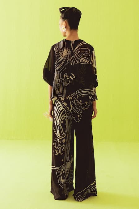 Esha Arora Sheer Abstract Printed Top & Palazzo Set 