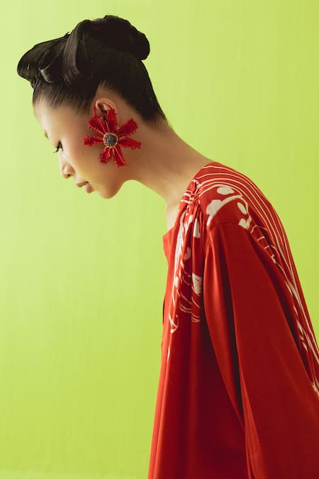 Esha Arora_White V-neck Printed Kurta And Pant Set _Online_at_Aza_Fashions