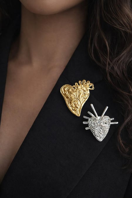 Hetal Shah Flawless Heart Brooch - Set of 2