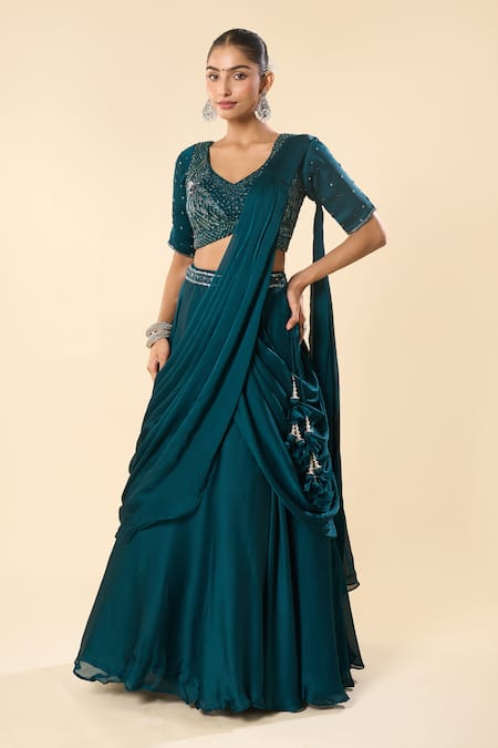 Samyukta Singhania Hand Embroidered Lehenga Saree With Blouse 