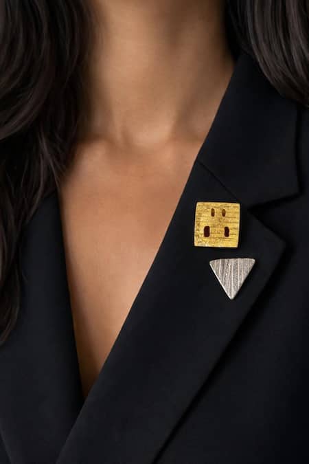 Hetal Shah Square & Triangle Set of 2 Brooches