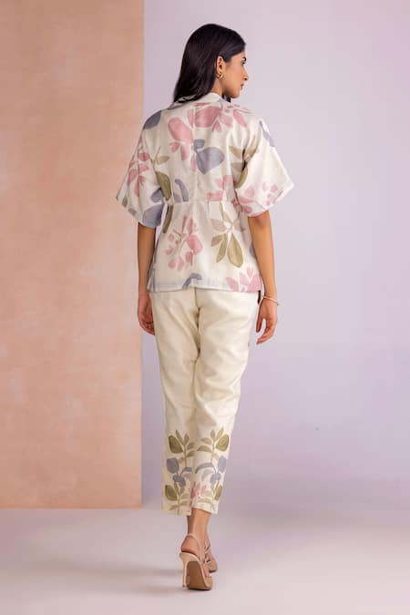 Kaveri Tropical Oasis Cinched Top Pant Set 