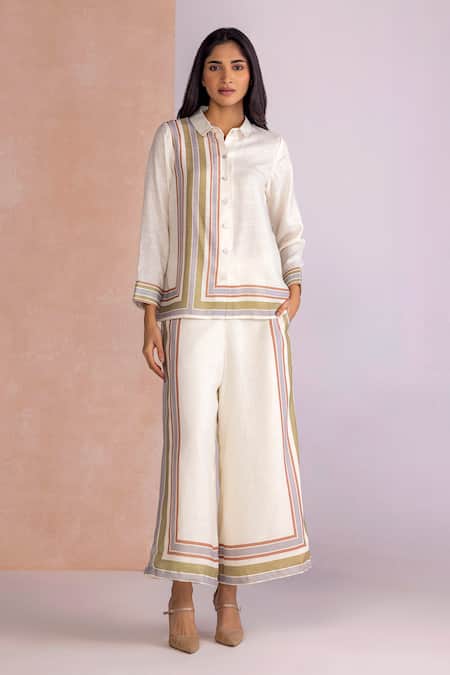 Kaveri Stripe Drama Shirt Pant Set 