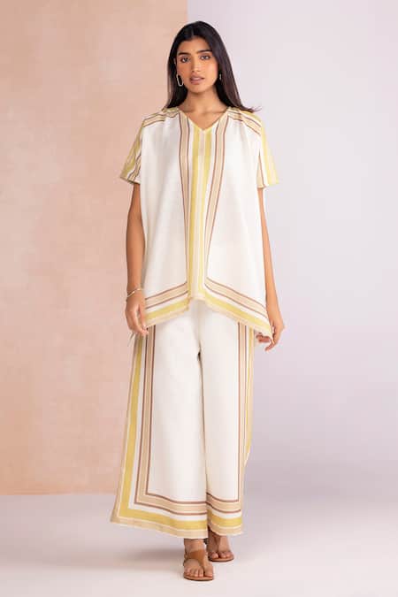 Kaveri Stripe Drama Square Top Pant Set 