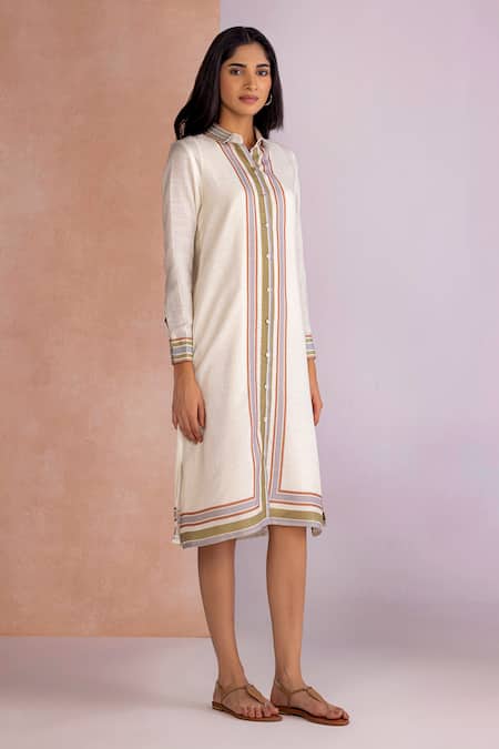 Kaveri Stripe Drama Shirt Dress 
