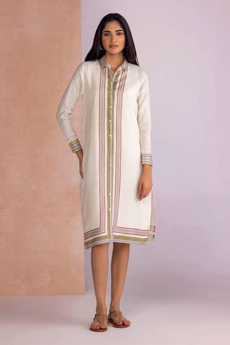 Kaveri Stripe Drama Shirt Dress 