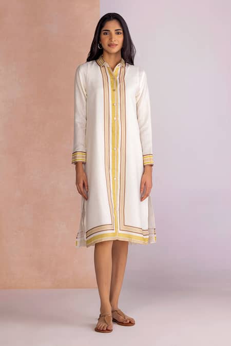 Kaveri Stripe Drama Shirt Dress 