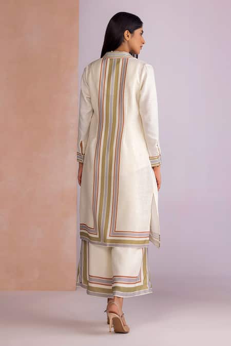Kaveri Stripe Drama Long Jacket & Pant Set 