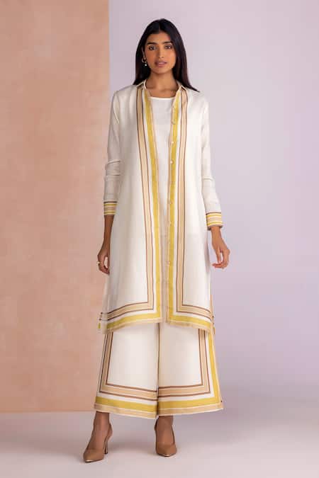 Kaveri Stripe Drama Jacket  With Top 