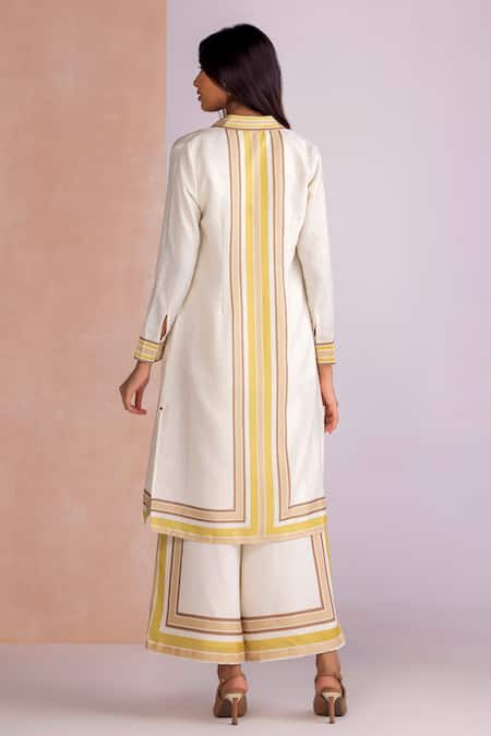 Kaveri Stripe Drama Jacket  With Top 