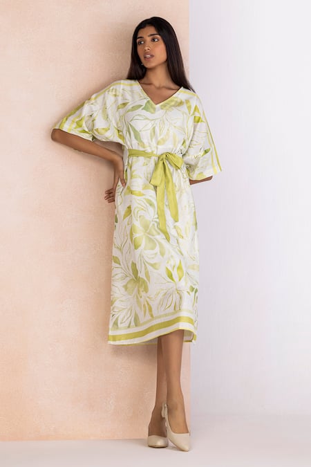 Kaveri La Feuille Leaf Print T Dress