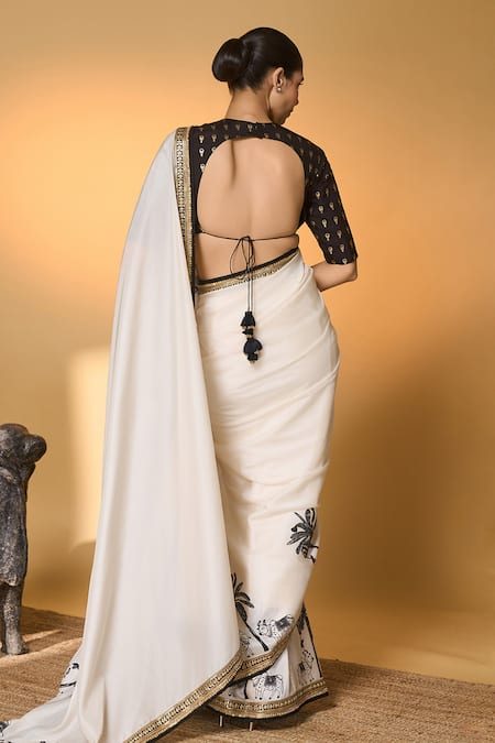 Masaba Tropical Nandi Print Saree With Unstitched Blouse Piece 