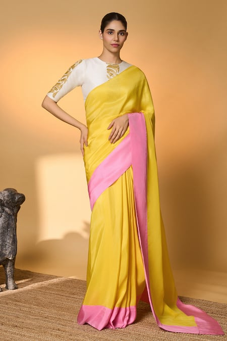 Masaba Colorblock Saree With Unstitched Blouse Piece 