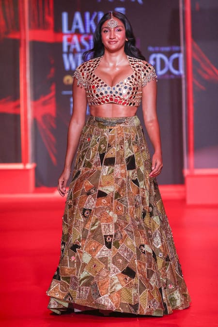 Itrh Kanakavalli Patchwork Lehenga With Blouse 