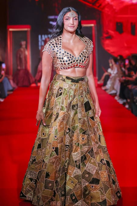 Itrh Kanakavalli Patchwork Lehenga With Blouse 