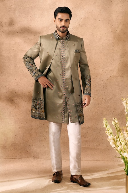 Arihant Rai Sinha Embroidered Art Silk Sherwani Set 