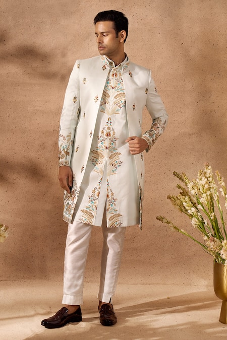 Arihant Rai Sinha Embroidered Art Silk Layered Sherwani Set 