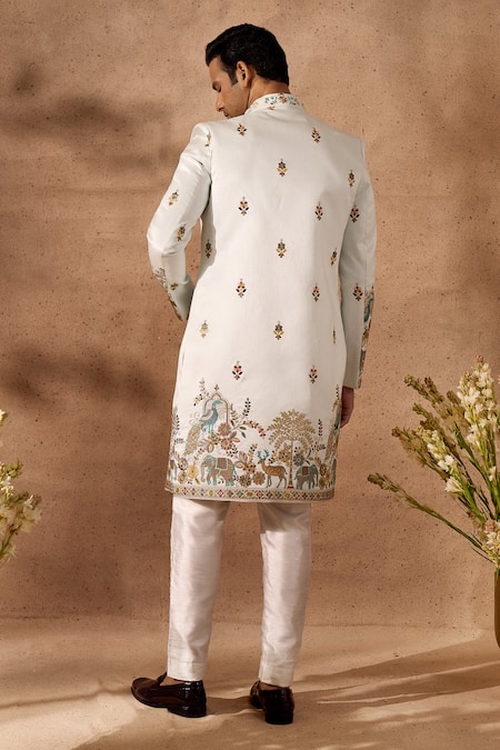Arihant Rai Sinha Embroidered Art Silk Layered Sherwani Set 