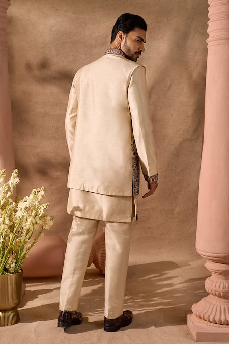 Arihant Rai Sinha Floral Stripe Embroidered Nehru Jacket Set 