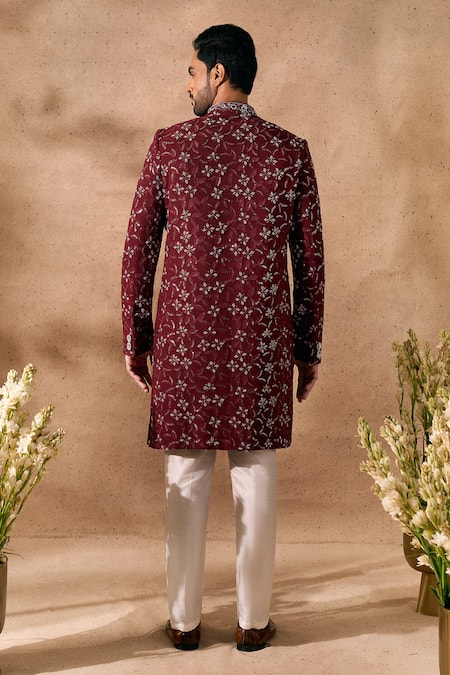 Arihant Rai Sinha Embroidered Art Silk Sherwani & Pant Set 