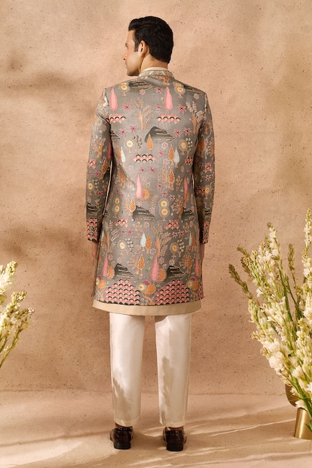 Arihant Rai Sinha Embroidered Sherwani Jacket Set 