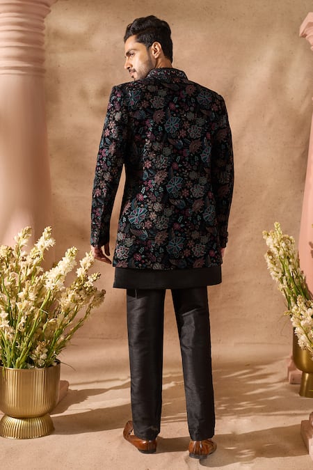 Arihant Rai Sinha Embroidered Velvet Silk Sherwani Set 