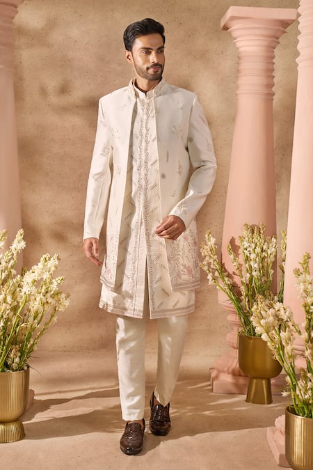 Arihant Rai Sinha Embroidered Sherwani Jacket Set 