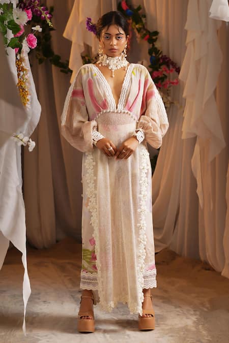 Shwetanga Floral Print Kaftan & Pant Set 