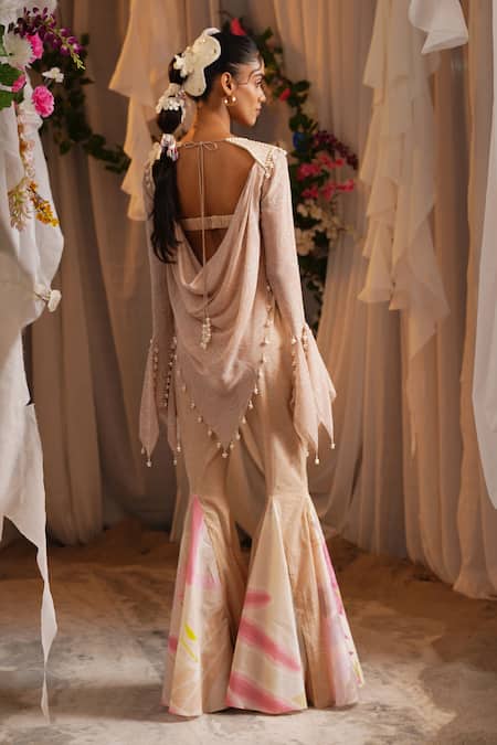 Shwetanga Embroidered Cape Sharara Set 