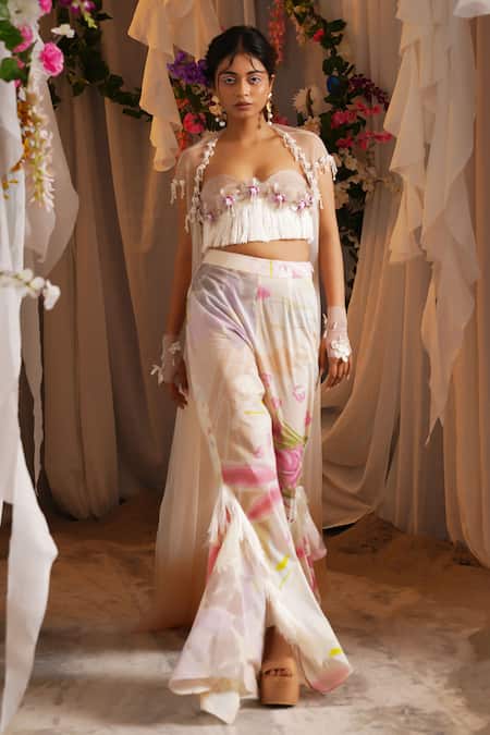 Shwetanga Floral Print Cape Set 