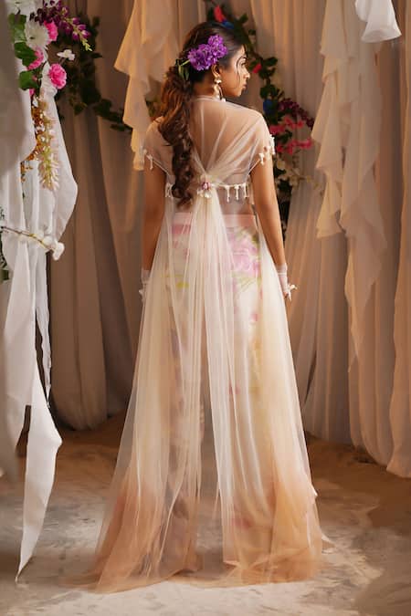 Shwetanga Floral Print Cape Set 