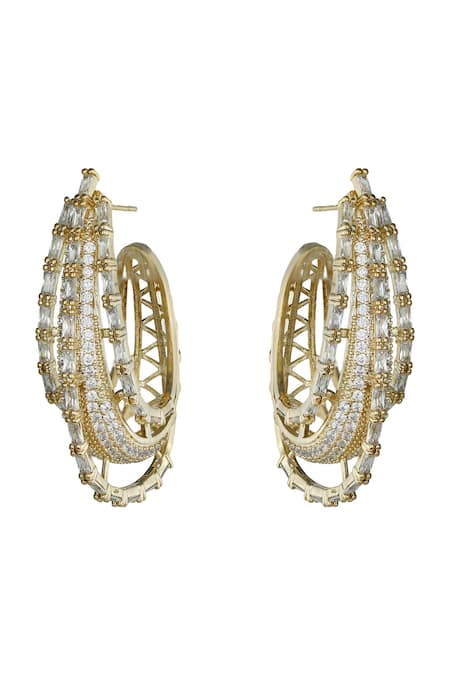 Prihan Luxury Jewelry Embellished Hoop Earrings 