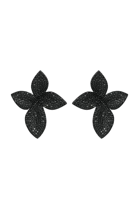 Prihan Luxury Jewelry Floral Pave Stud Earrings 