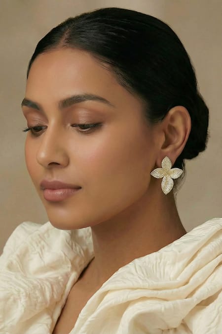 Prihan Luxury Jewelry Floral Pave Earrings 