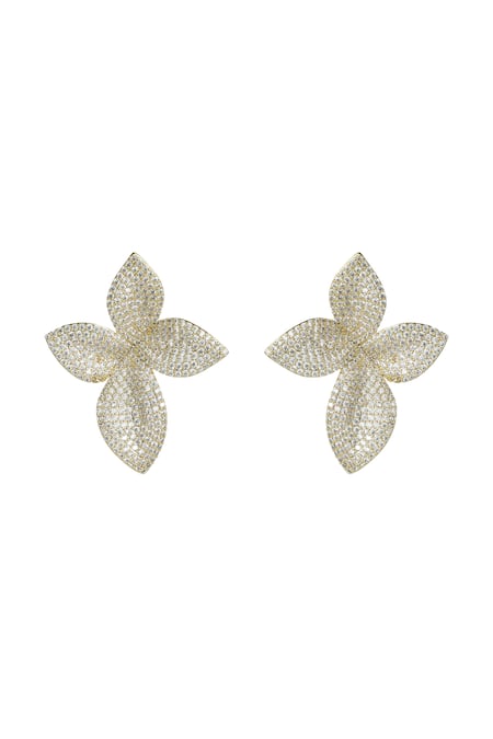 Prihan Luxury Jewelry Floral Pave Earrings 