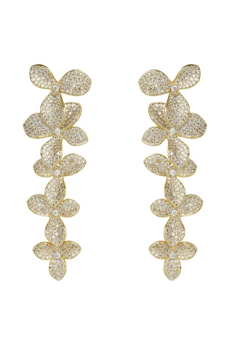 Prihan Luxury Jewelry Pave Floral Pattern Earrings 