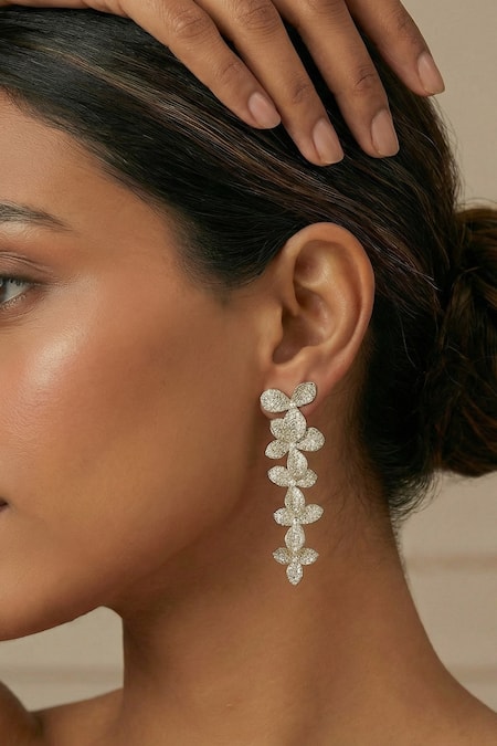 Prihan Luxury Jewelry Floral Cutwork Earrings 