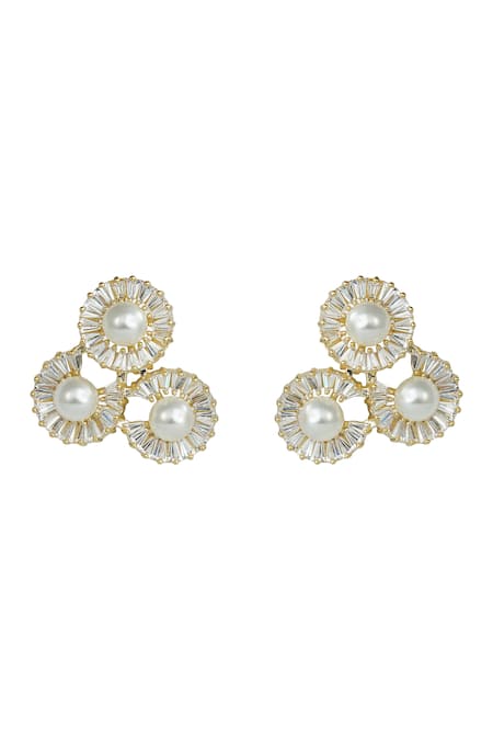 Prihan Luxury Jewelry Pearl Cluster Stud Earrings  
