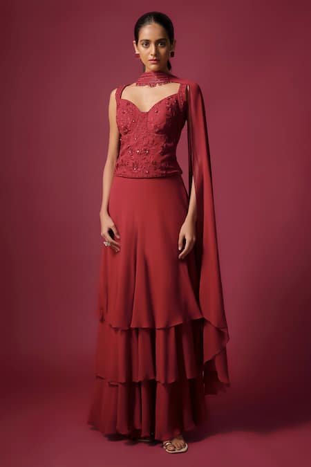 Mehak Murpana Embroidered Corset Skirt Set 