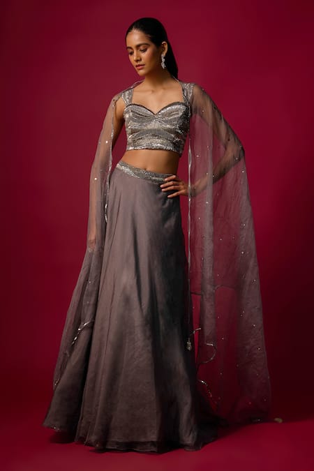 Mehak Murpana Organza Placement Embroidered Skirt Set 