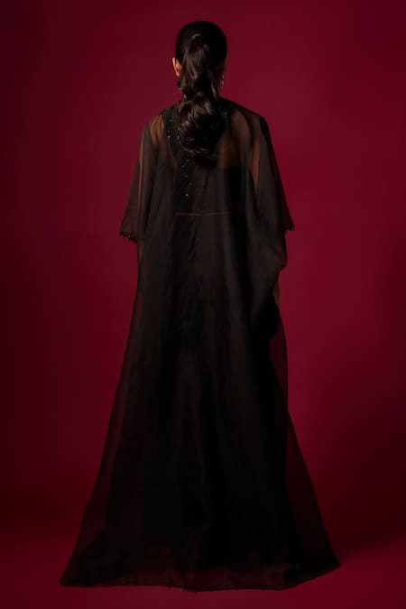 Mehak Murpana Sheer Cape Draped Skirt Set 