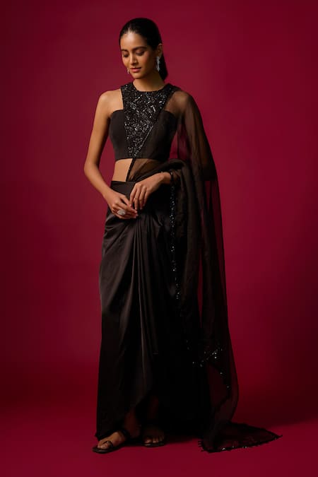 Mehak Murpana Embroidered Blouse Draped Skirt Set 