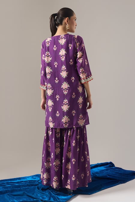 Samyukta Singhania Chanderi Silk Floral Print Kurta Sharara Set 