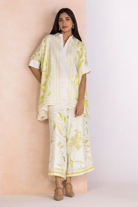 Kaveri La Feuille Leaf Pattern Top Pant Set 
