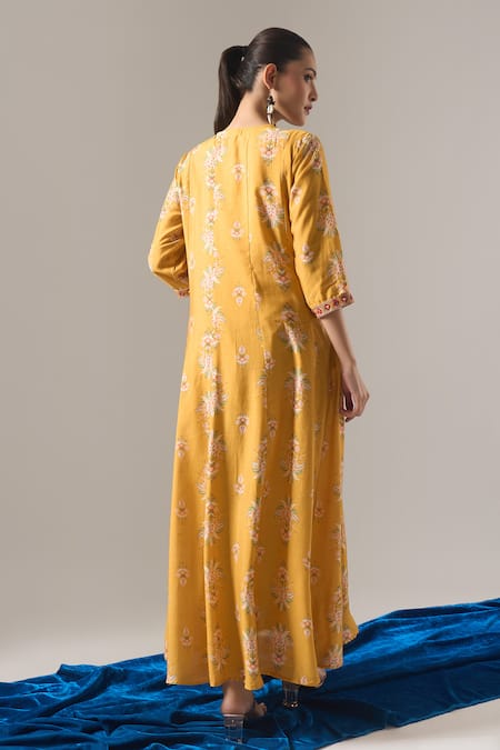 Samyukta Singhania Floral Print Anarkali Kurta Set With Dupatta 