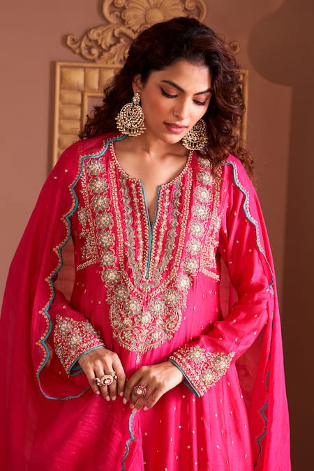 Kaari_Gold Plated Pearls, Stones, Crystals Kanika Polki Chandbalis _at_Aza_Fashions