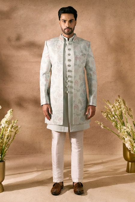 Buy Arihant Rai Sinha Green Silk Embroidery Sherwani Jacket Set Buy_Arihant Rai Sinha_Green Silk Embroidery Sherwani Jacket Set