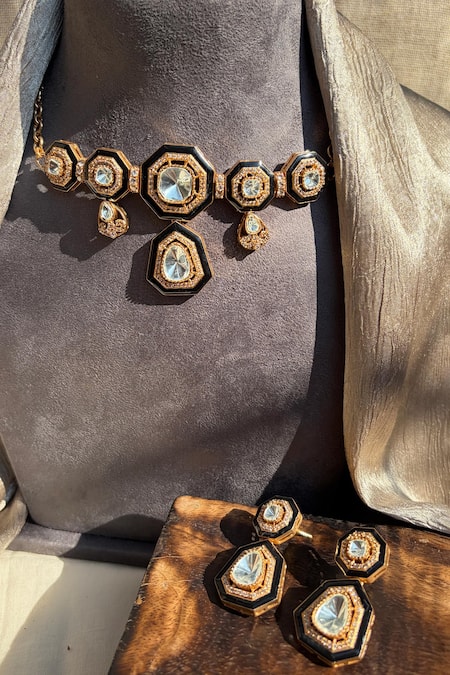 Prestones Meenakari Polki Necklace Set 